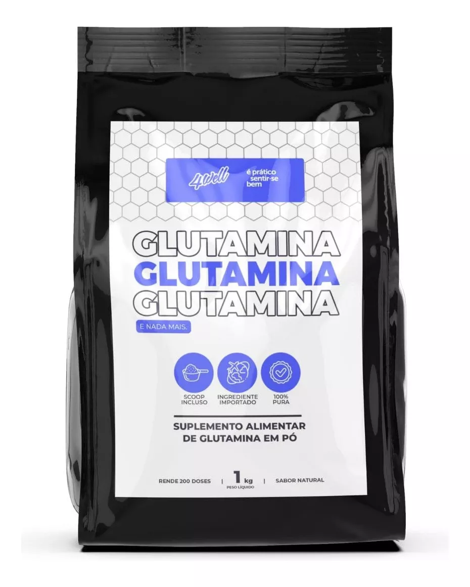 L-glutamina 1kg - Importada - 100% Pura - 4well