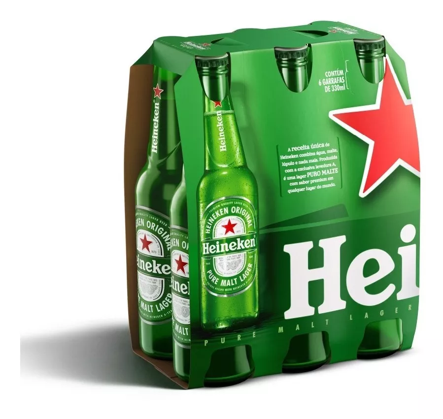 4 Packs Cerveja Heineken Premium Long Neck 330ml - 6 Undiades