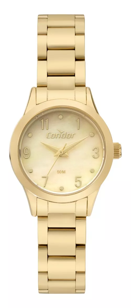 Relógio Analógico Feminino Condor Mini CO2036MXF/4X, Fundo Na Cor Madrepérola, 25mm - (Dourado)