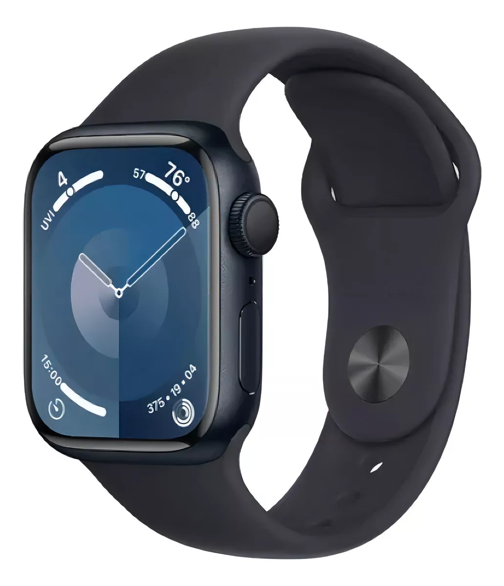 Apple Watch Series 9 GPS Caixa meia-noite de alumínio 41 mm Pulseira esportiva meia-noite P/M - Distrib