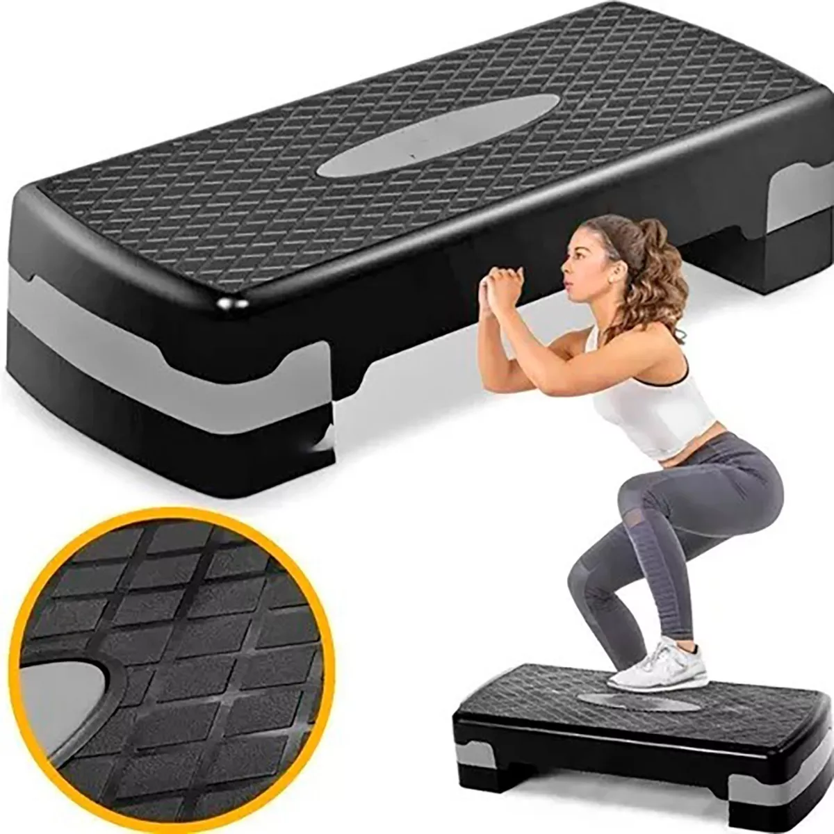 Step Polietileno Altura Ajustável Academia Exercícios Fit