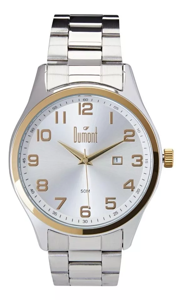 Relógio Analógico Masculino Dumont Berlim DU2115AAZ/1K, 45mm (Prata/Dourado)