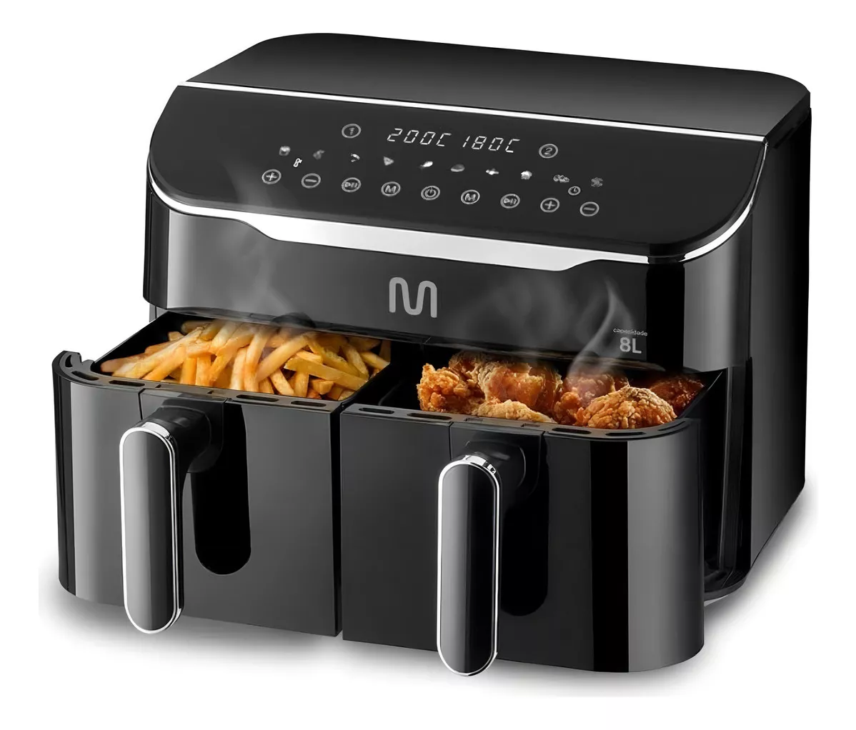 Fritadeira Elétrica Airfryer 8l 2 Gavetas 127v Digital 1800w Cor Preto