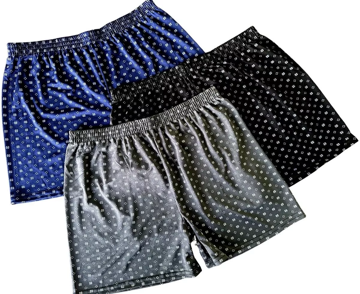 Kit 3 Samba Canção De Liganete Cueca Short Malha Fria Pijama - Masculina