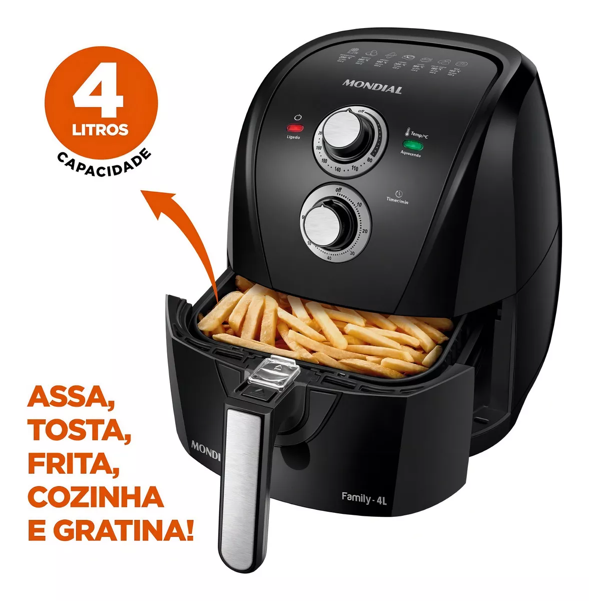 Fritadeira Air Fryer Afn-40-bfs 4 Litros 1500w 20a Mondial Cor Preto com Prata 110V