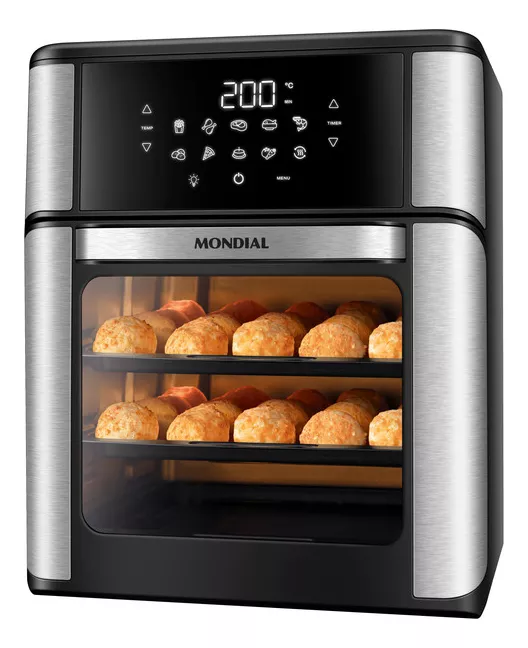 Fritadeira Air Fryer Forno Oven Mondial 12 Litros Preto/Inox 2000W - AFO-12L-BI