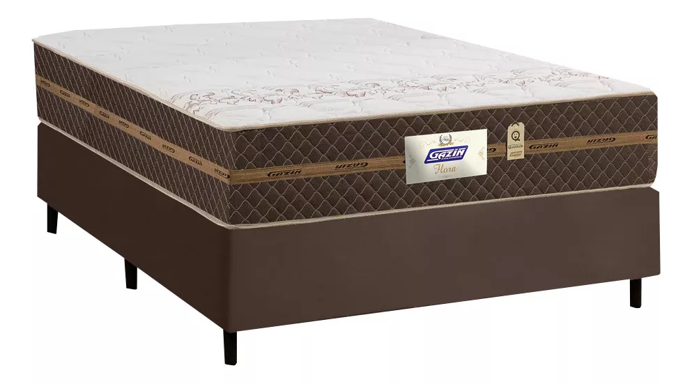 Cama Gazin Flora cor marrom tamanho casal 1.88 m x 1.38m