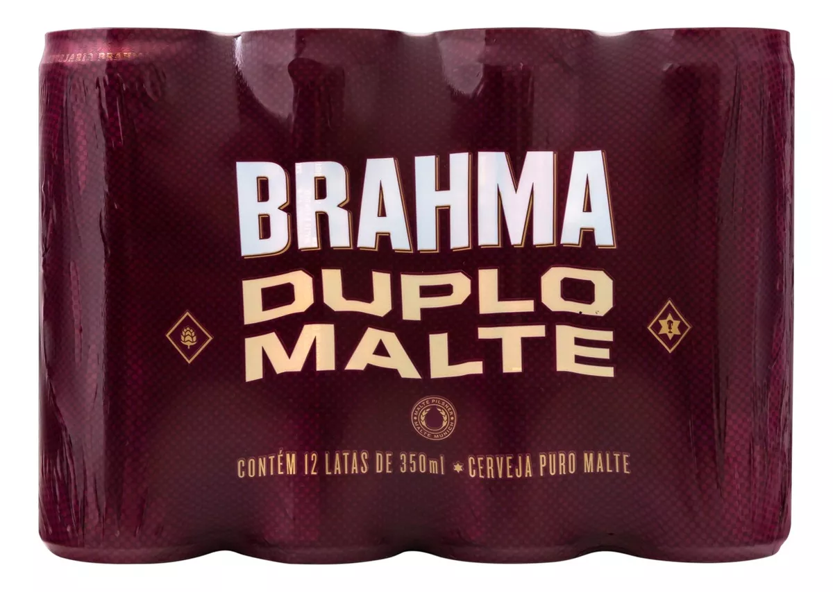 4 Packs — Cerveja Brahma Duplo Malte 350ml - 12 Unidades (Total 48 Unidades)