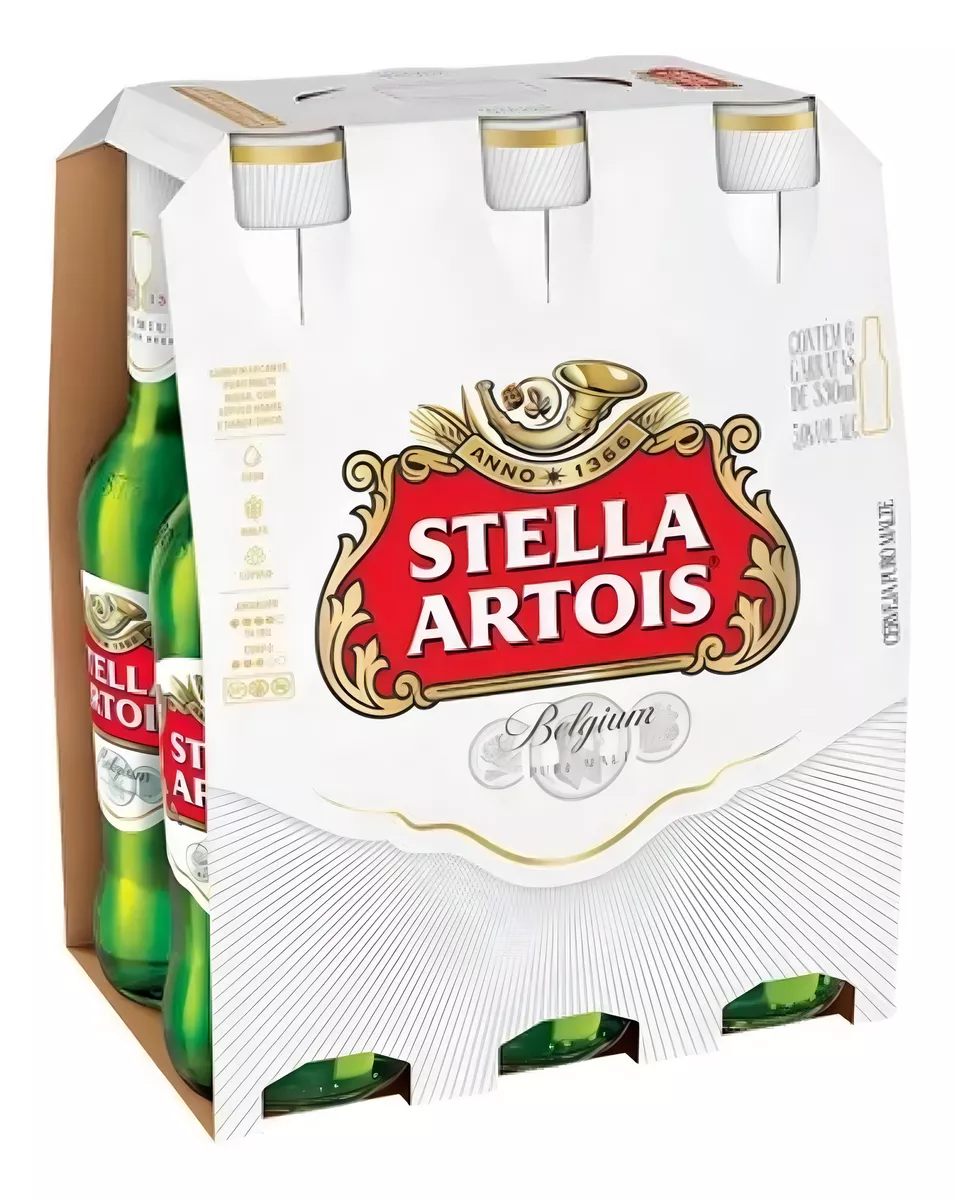 5 Packs Cerveja Stella Artois Puro Malte Long Neck 330ml - 6 Unidades (Total 30 Unidades)