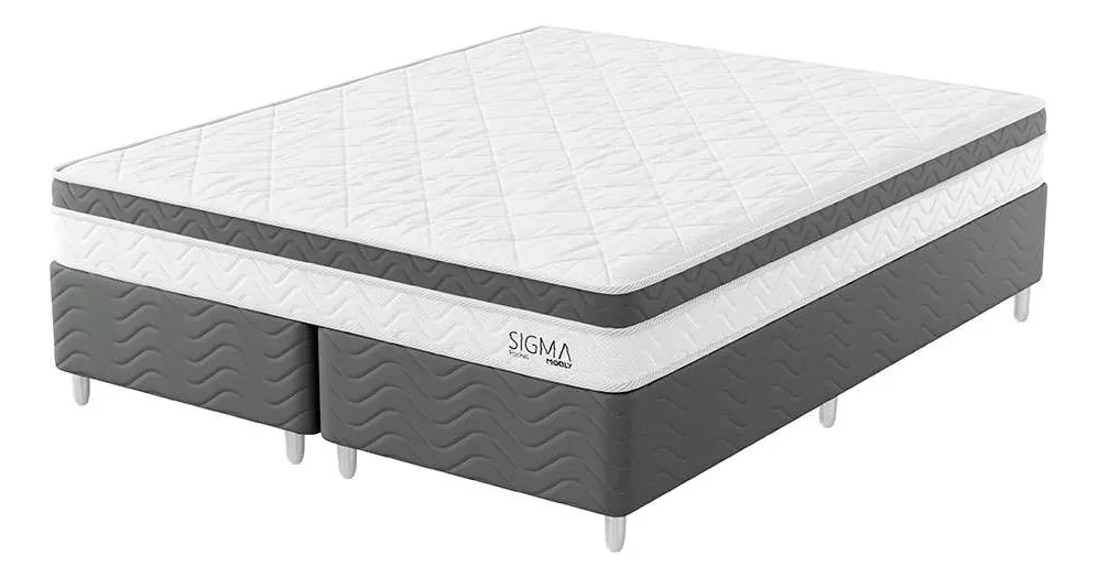 Cama Box Com Colchão Queen Sigma Molas Ensacadas 22x158x... Cor Branco