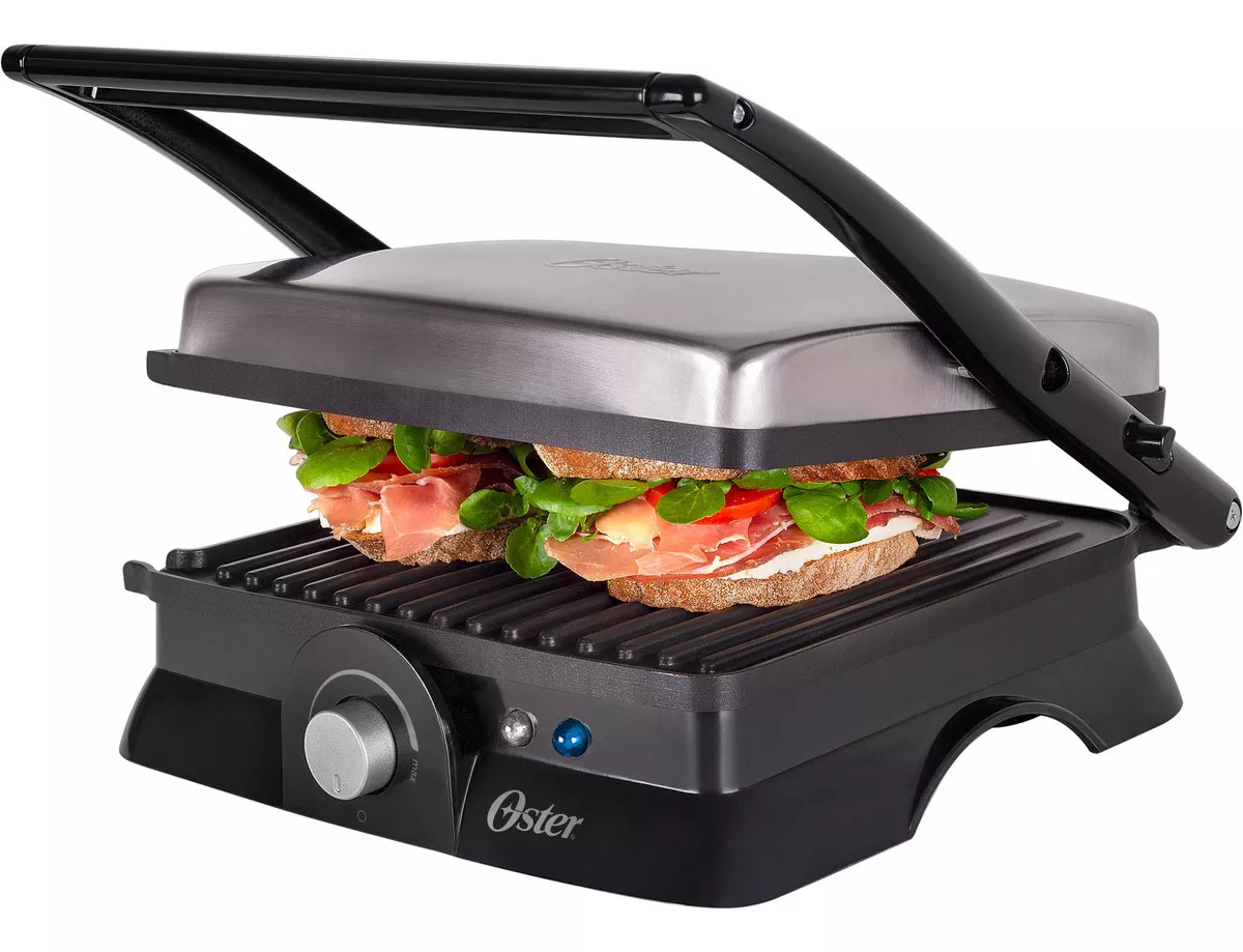 Grill Elétrico Multiuso Ogrl210 2 em 1 Cor Inox e Preto 1200w Oster 127v