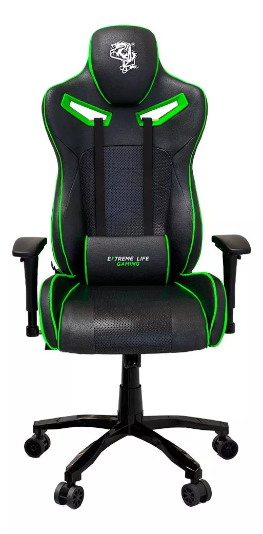 Cadeira Gamer Super Premium Reclinável Preta/verde - ELG