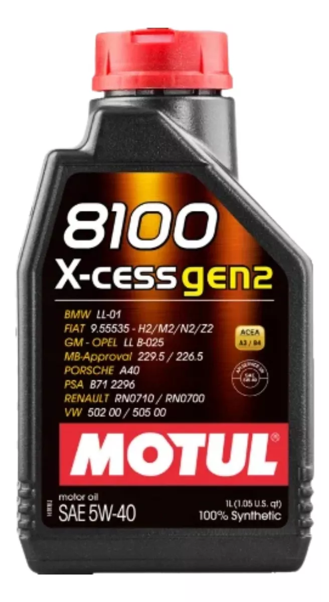 Óleo Motul 8100 X-cess Gen2 5w40 100% Sintético 1 Lt