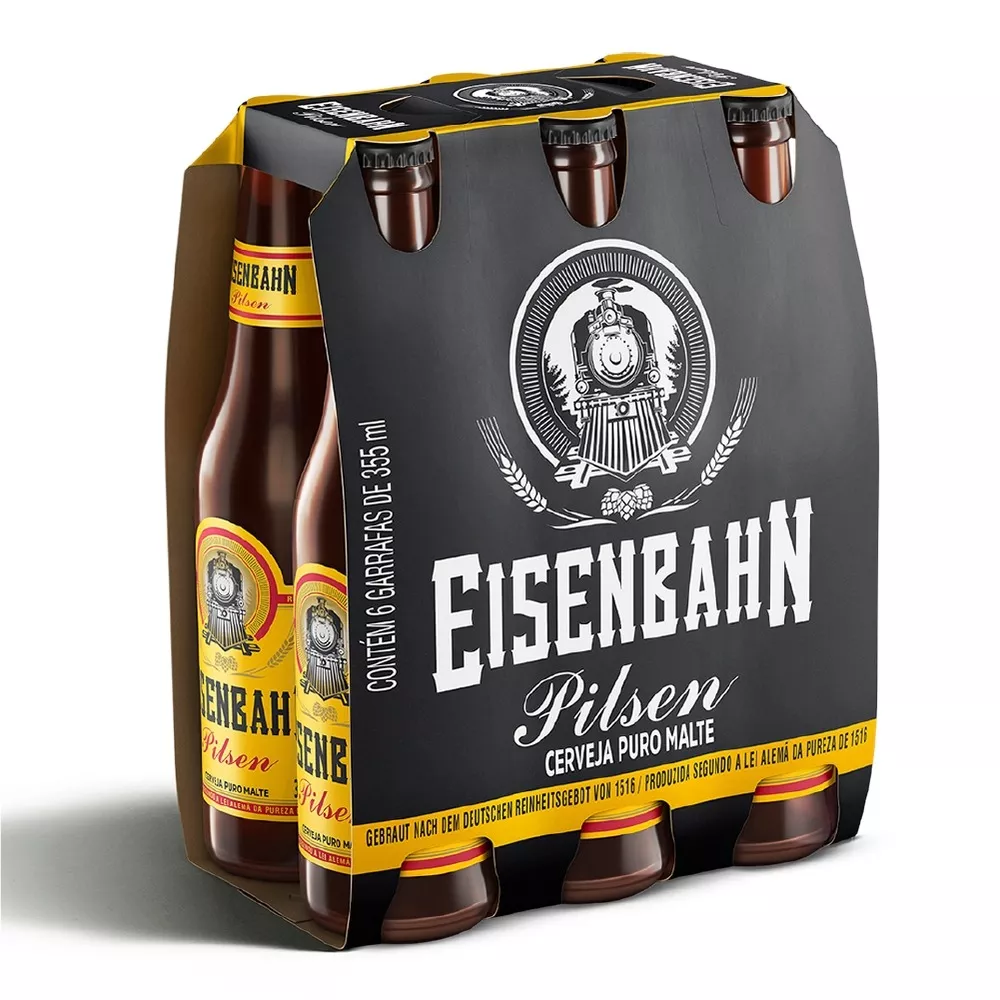 4 Packs — Cerveja Pilsen Puro Malte Eisenbahn Garrafa 6 Unidades 355ml (Total 24 Garrafas)