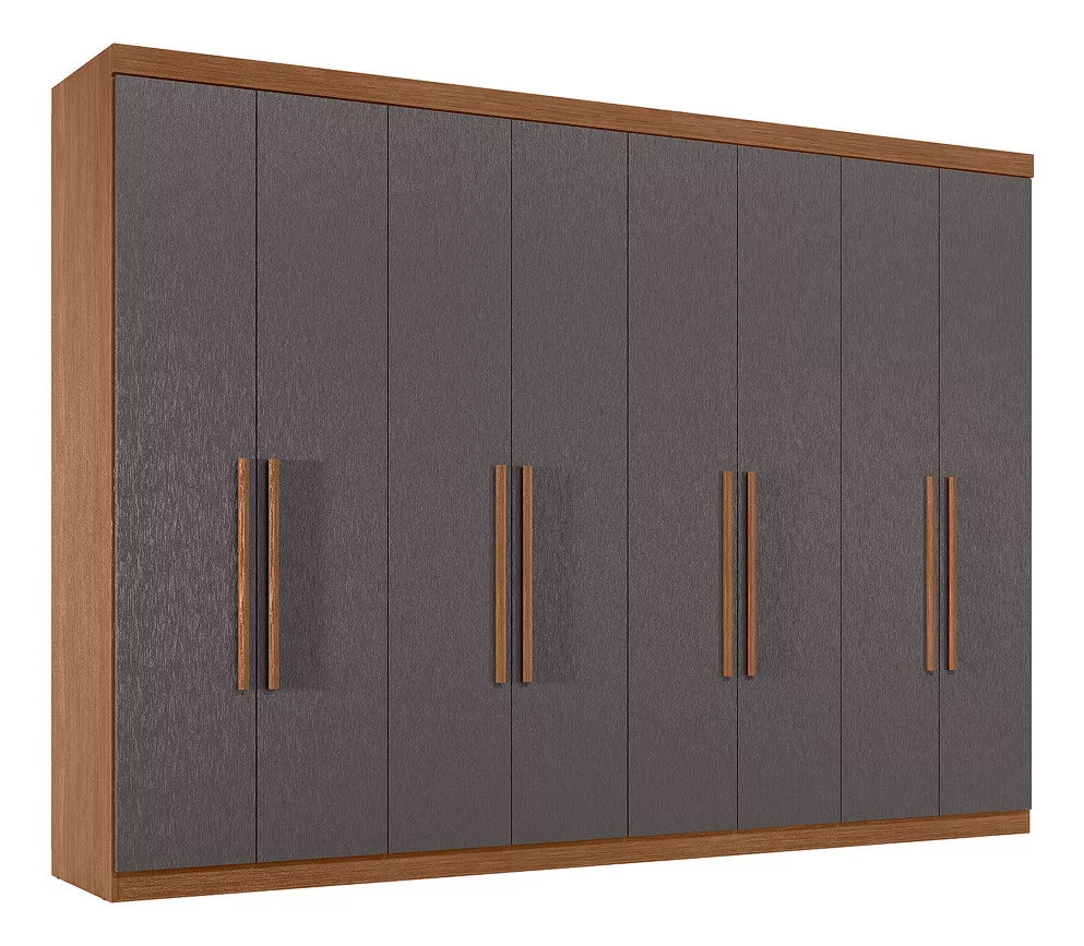 Guarda Roupa Casal Grande Master New 8 Portas 4 Gavetas Cor Jatoba/Grafite