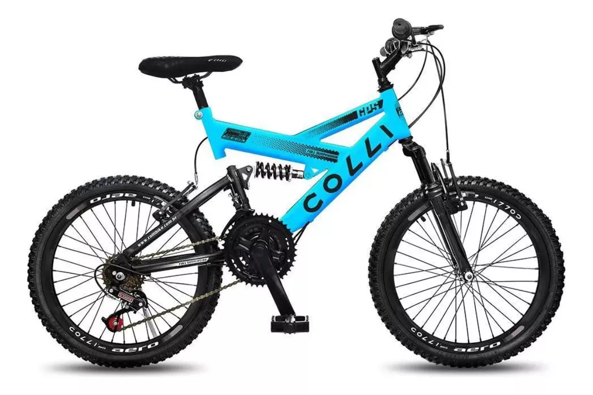 Bicicleta Colli Gps Dupla Suspensão Full Aro 20 21v Cor Azul Tamanho do quadro 14