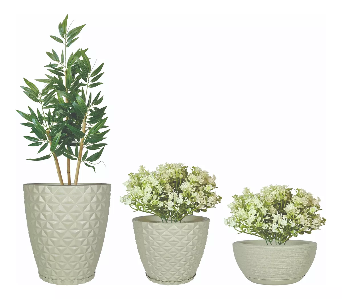 Kit 3 Vaso De Planta Decoração Coluna Bojo Bacia Prato Mesa