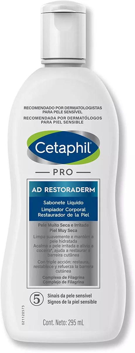 Sabonete Líquido Cetaphil Pro AD Restoraderm Corpo e Rosto sem Fragrância 295ml