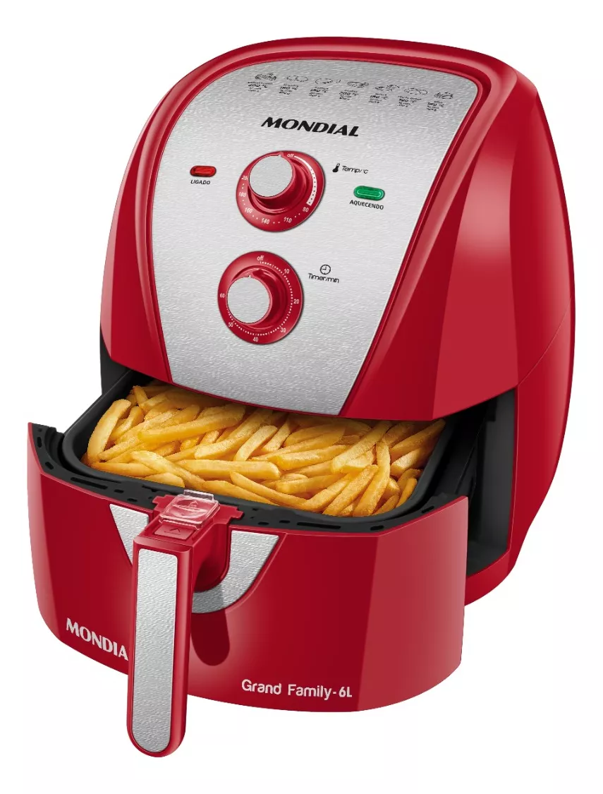 Fritadeira Sem Óleo Air Fryer 6l Afn-60-ri Mondial Cor Vermelho 220v