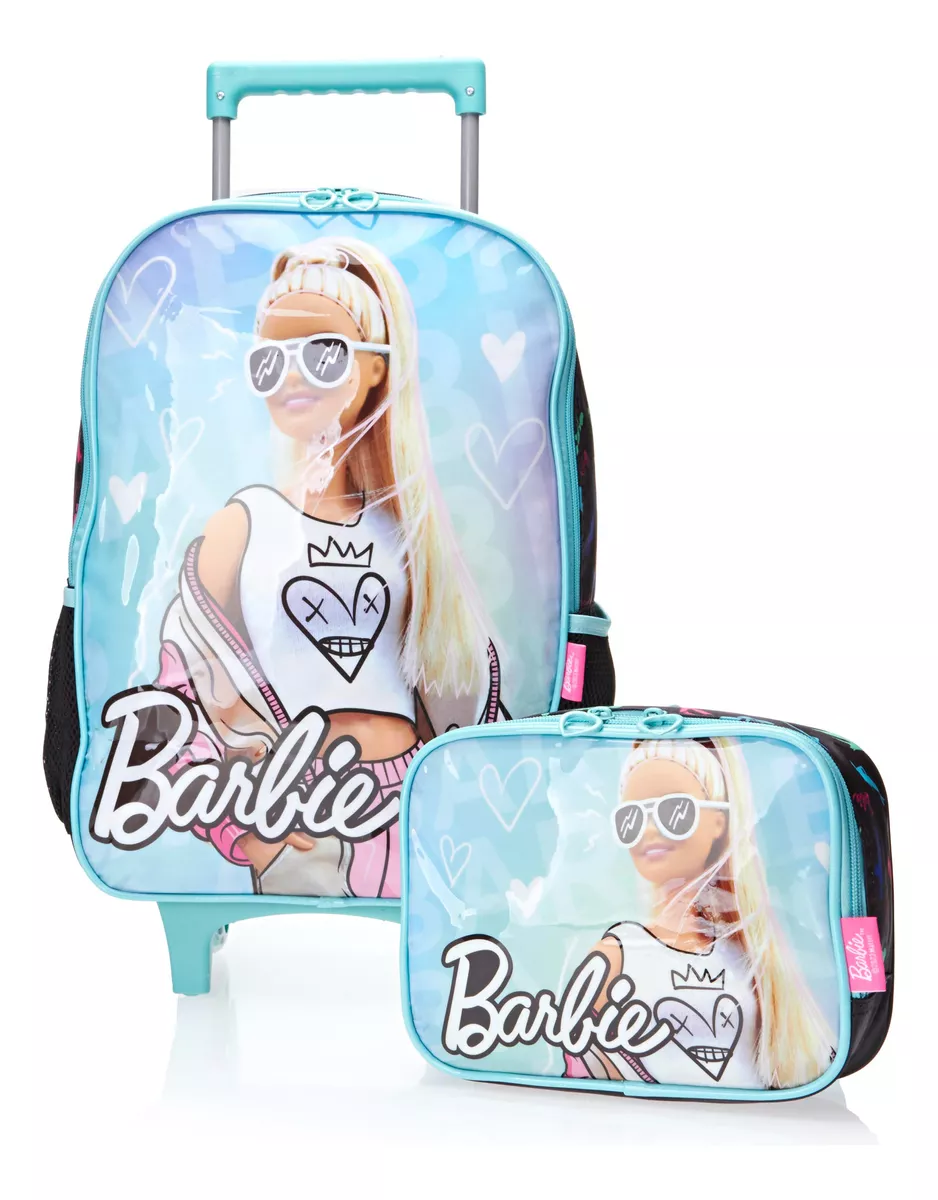 Kit Mochila De Rodinha Menina Barbie Com Lancheira Luxcel