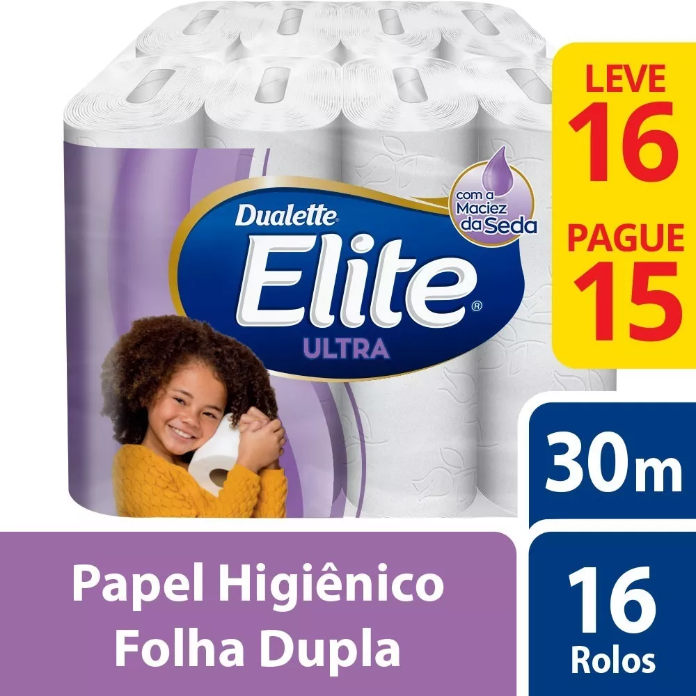 Papel Higiênico Folha Dupla Ultra 16 Unidades Elite Duallete