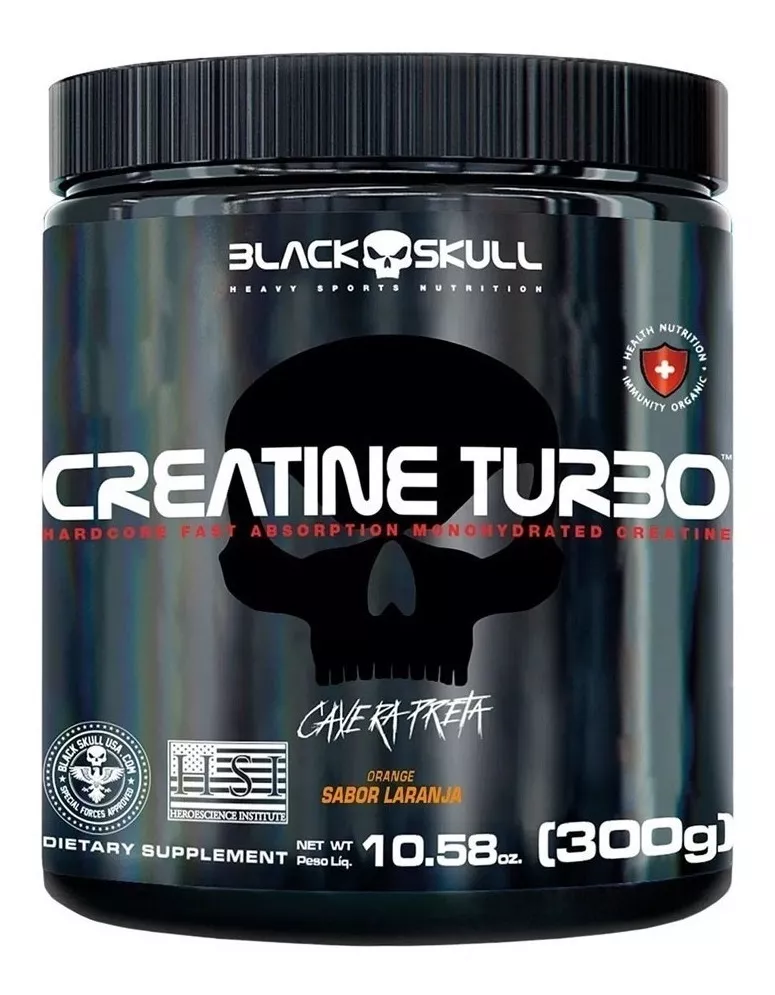 Suplemento Em Pó Black Skull  Creatine Turbo Creatina Creatine Turbo Sabor  Laranja Em Pote De 300g