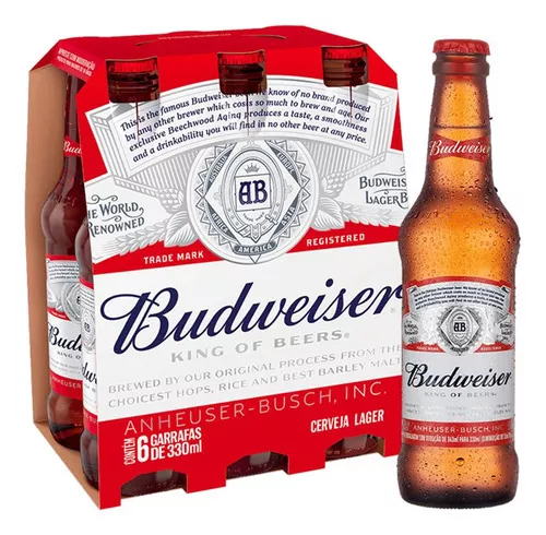 10 Packs Cerveja Budweiser 330ml Long Neck com 6 Unidades (Total 60 Garrafas)