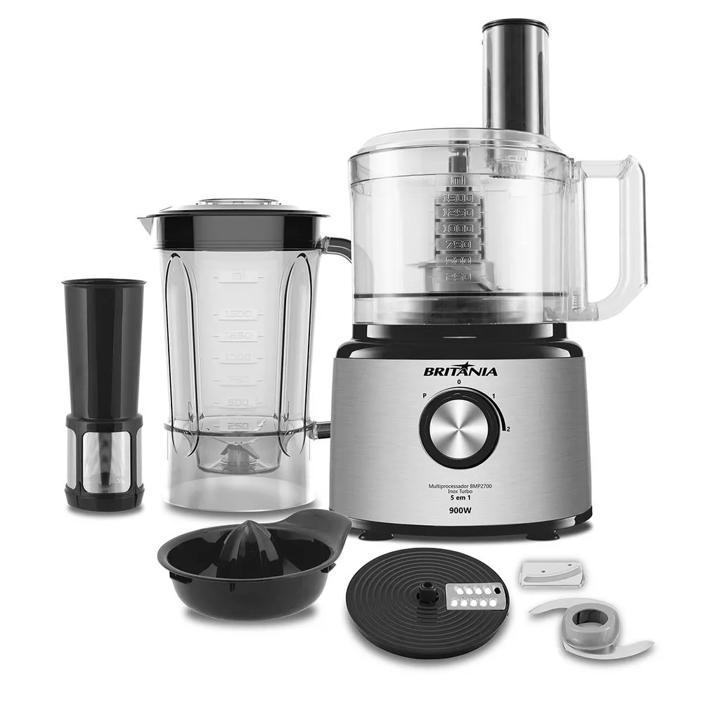 Multiprocessador Inox Turbo BMP2700P, 900W, 220V - Britânia (Prateada)