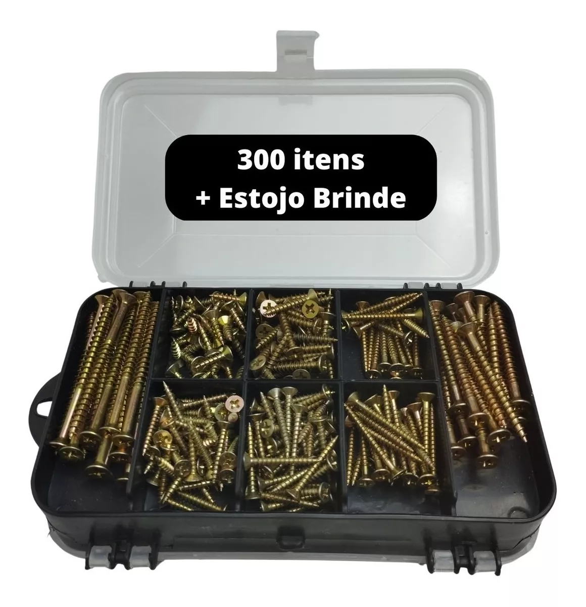 Kit 300 Parafusos E Buchas Chipboard Philips Madeira Estojo