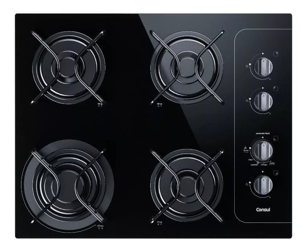 Cooktop Consul 4 Bocas Com Grades Individuais Esmaltadas E Acendimento Automático Controle Fácil Cd060ae Bivolt