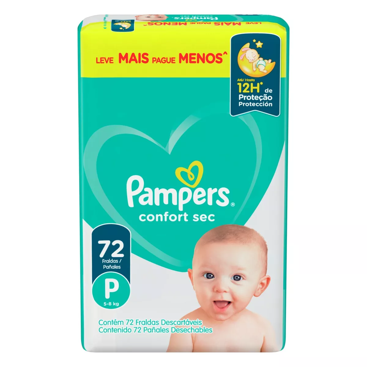 3 Pacotes de Fralda Descartável Infantil Pampers Confort Sec P Pacote 72 Unidades Leve Mais Pague Menos