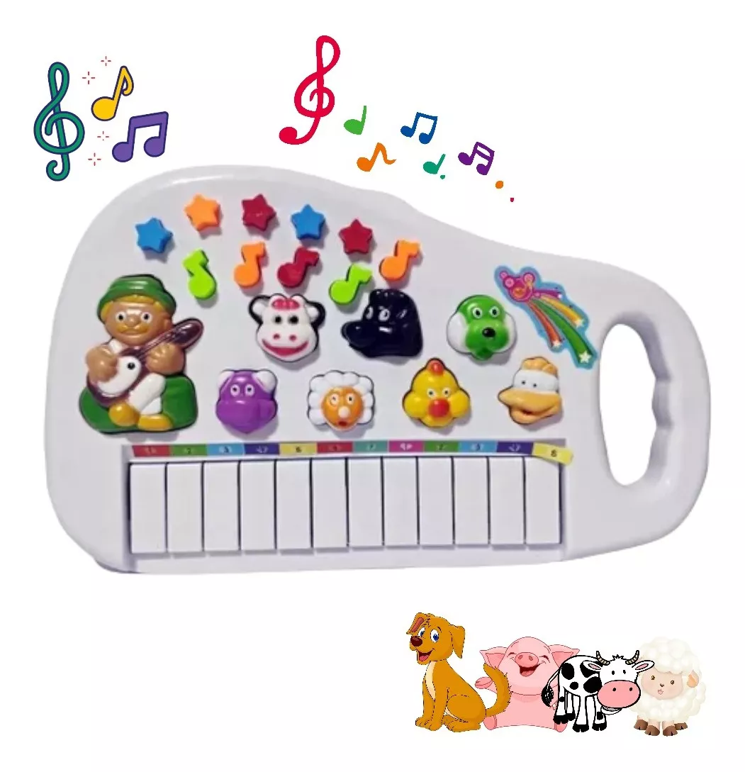 Piano Infantil Teclado Musical Educativo Bebe Criança Bichos Colorido