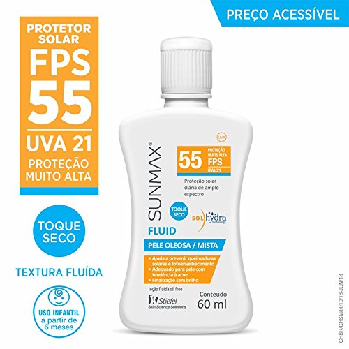 Protetor Solar Fluid Fps 55 Pele Oleosa/Mista 60ml Sunmax