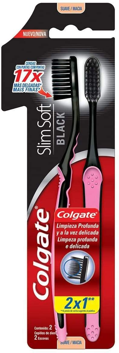 Escova Dental Colgate Slim Soft Black 2 Unidades