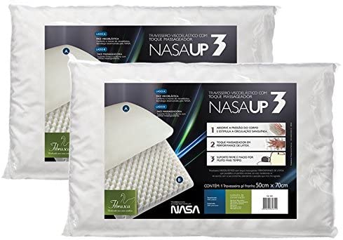 Kit 2 Peças Travesseiro Nasa Up 3 para Fronhas 50X70 - Fibrasca - Revestimento 100% Poliéster - Branco