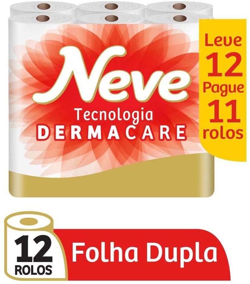 Neve Papel Higiênico Toque de Seda, 12 rolos - Leve 12 Pague 11