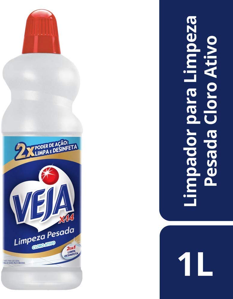 Limpador Veja X-14 Limpeza Pesada 2 em 1 com Cloro Ativo 1L