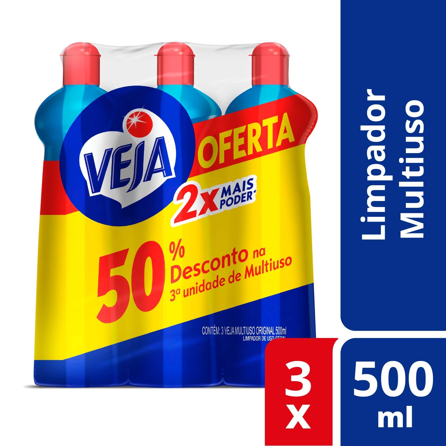 Limpador Veja Gold Multiuso, 3 unidades (500 ml casa)