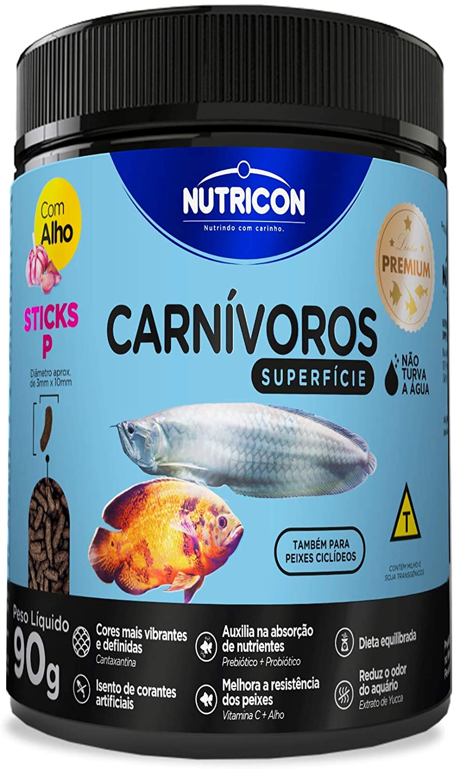 Carnívoros Superficie Tamanho P 90gr Nutricon Para Peixe Tropical Todas As Fases