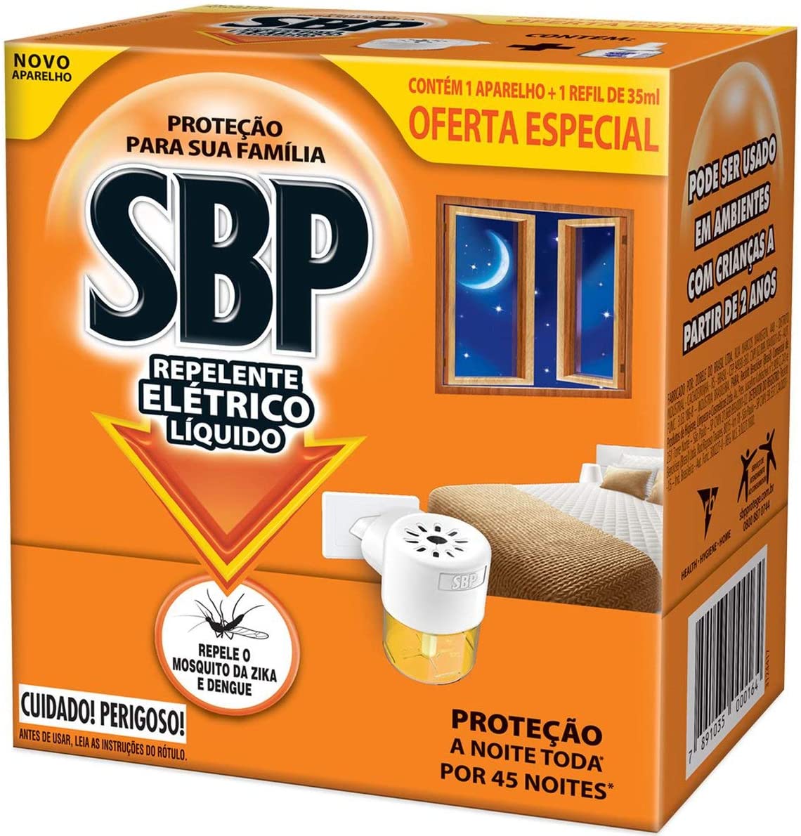 2 Unidades de Repelente Elétrico Líquido 45 Noites Kit Com Aparelho e Refil - SBP