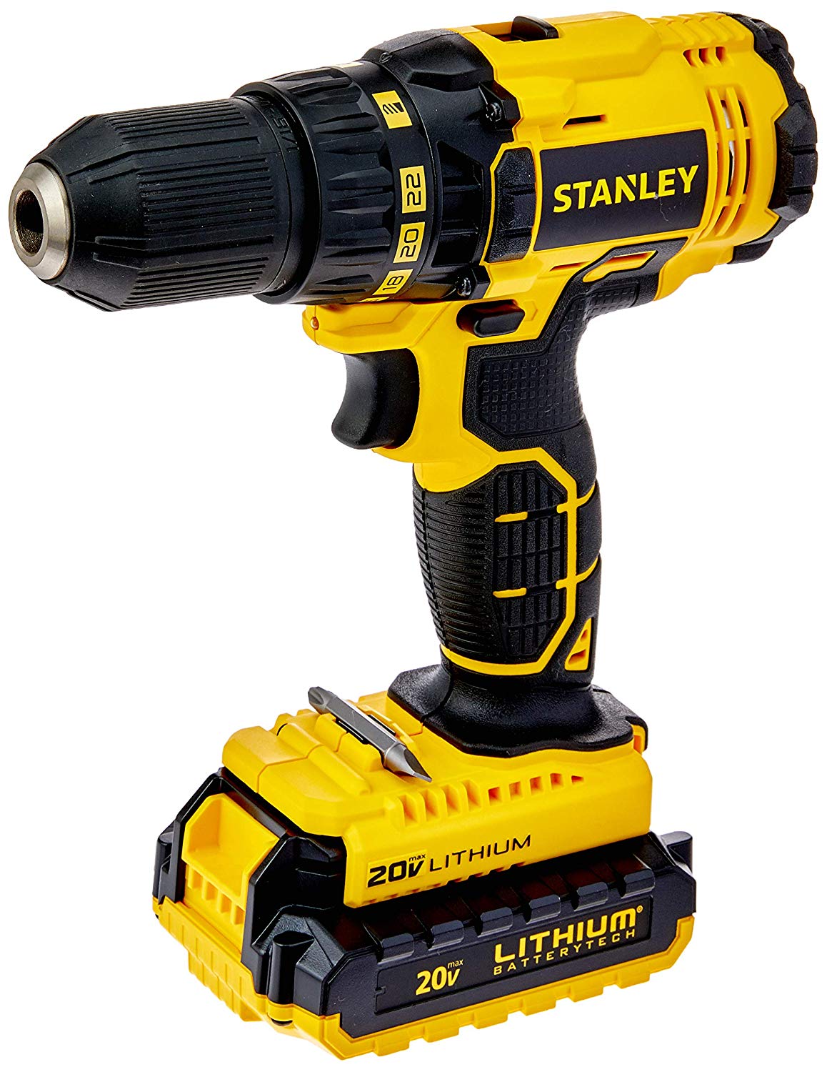 Parafusadeira/Furadeira a Bateria Ion Lítio 20V, Stanley SCD20C2K-BR, Amarelo/Preto