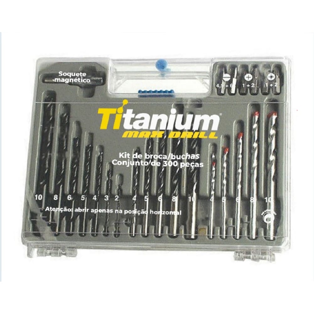 Kit De Brocas Soquetes Bits Bucha Com 300 Peças Max Drill Titanium - 7427 - 300 PEÇAS