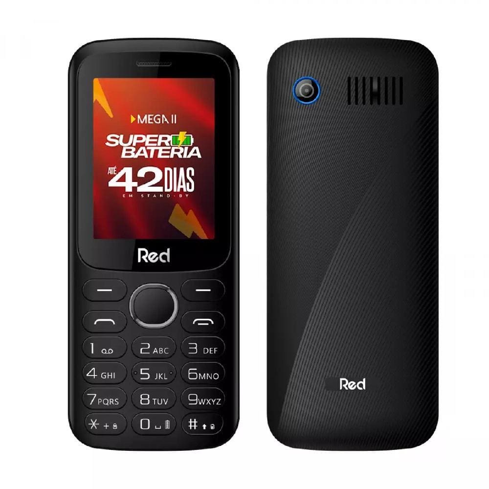 Celular Red Mobile Mega II M010G Tela 2.4\"Câmera FM Wireless 32GB Preto-Azul