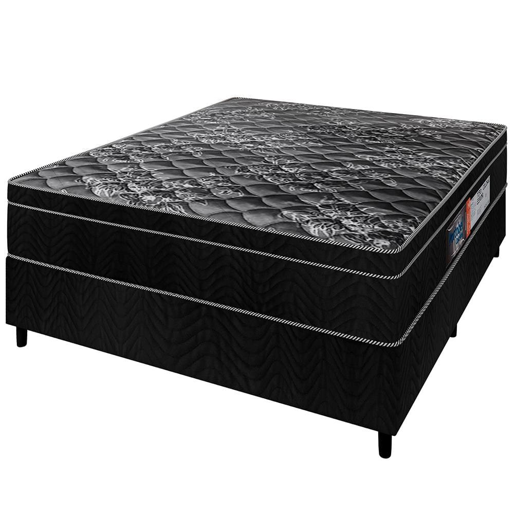 Cama Box Casal Portobel + Colchão Diplomata com Espuma D-45 65x138x188cm - Preto