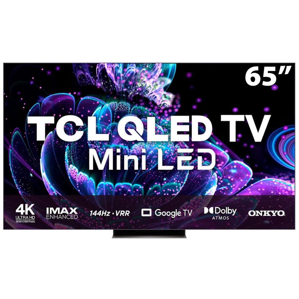 Smart TV QLED 65" 4K TCL 65C835 Google TV, 144 Hz-VRR, Dolby Vision IQ +Atmos, Audio Onkyo, WiFi 6 Dual Band e Bluetooth Integrados