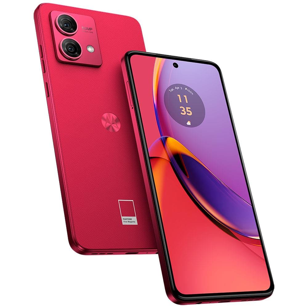 Smartphone Motorola Moto G84 5G Viva Magenta com Vegan Leather 256GB 8GB + 8GB RAM Boost Tela de 6.5\" e Processador Sna