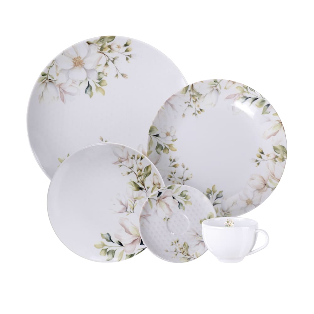 Aparelho de Jantar 20 peças Tramontina Magnolia em Porcelana Decorada - Rosa