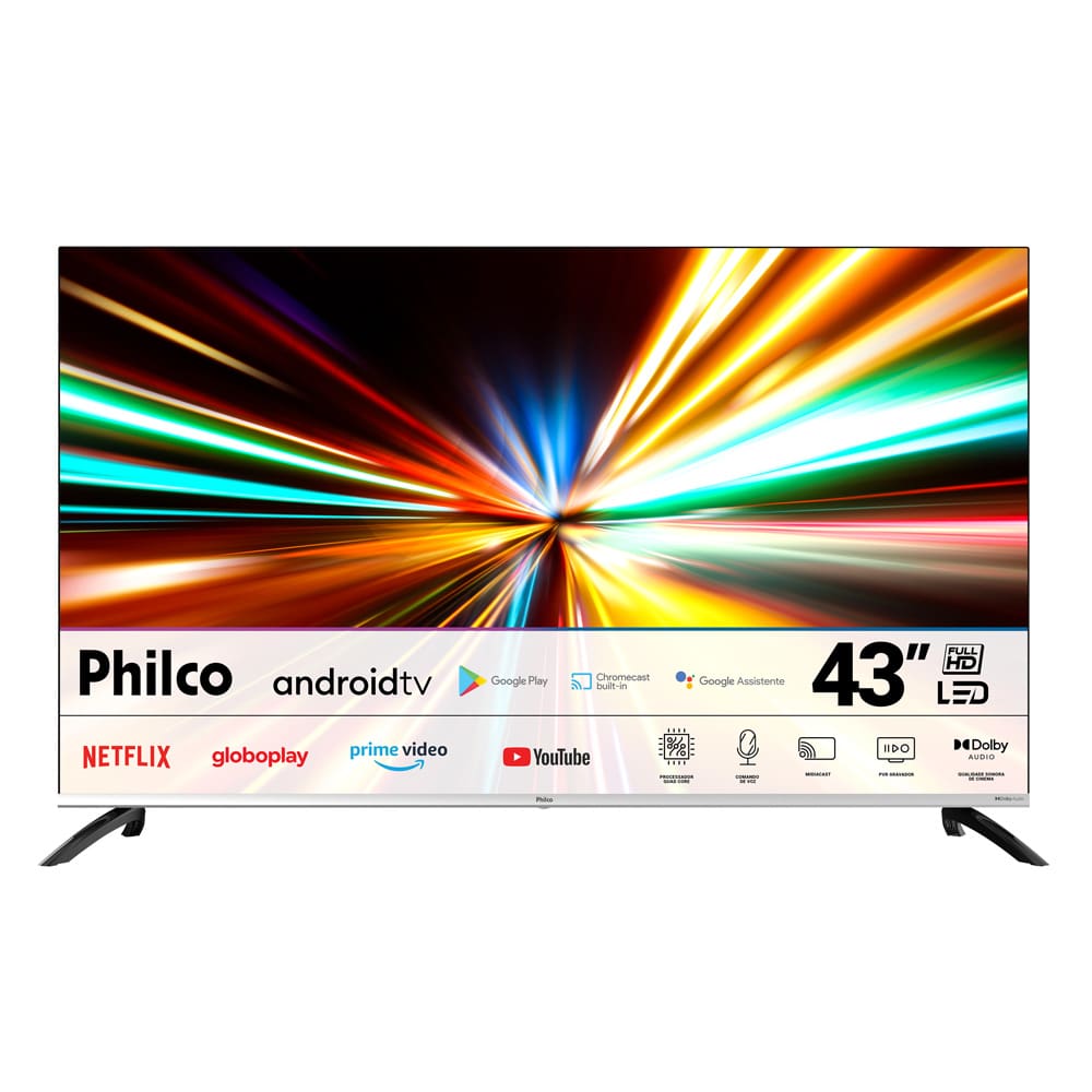 Smart TV LED 43” Full HD Philco PTV43M8GAGCMBLF Dolby Audio, Wi-Fi, Entradas HDMI e USB, Android TV