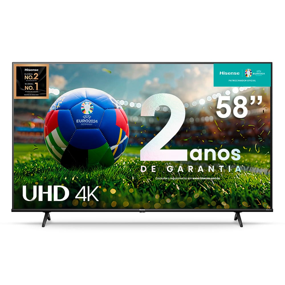 Smart TV 58" Hisense Ultra HD 4K DLED A6K com Sleep timer, entrada HDMI e Wi-Fi - 58A51HSV