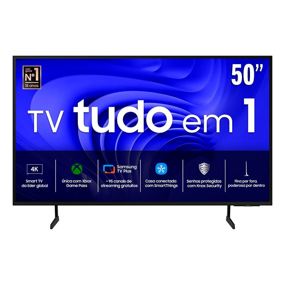 Smart TV 50\" 4K Ultra HD Samsung 50DU7700 com processador Crystal 4K Gaming Hub AI Energy Mode Alexa built-in Wi-Fi Blu